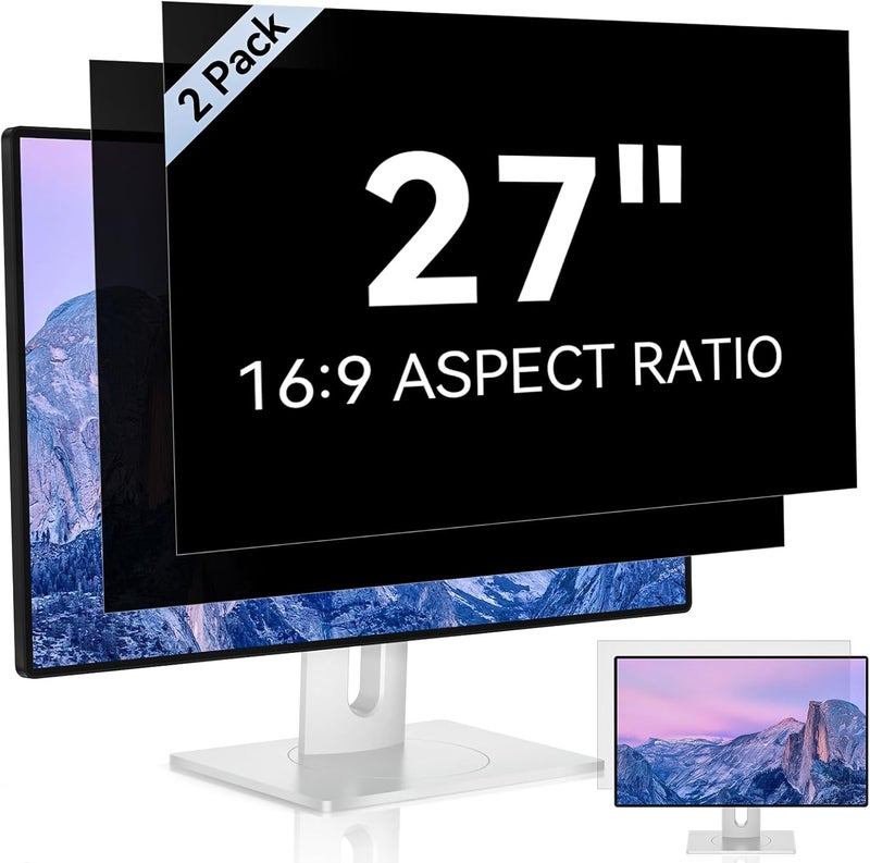 Mamol [2 Pack] 27 Inch Computer Privacy Screen for 16:9 Aspect Ratio Widescreen Monitor, Eye Protection Anti Glare Blue Light Computer Monitor Privacy Filter, Removable Anti-Scratch 27in Protector Film - Image 1