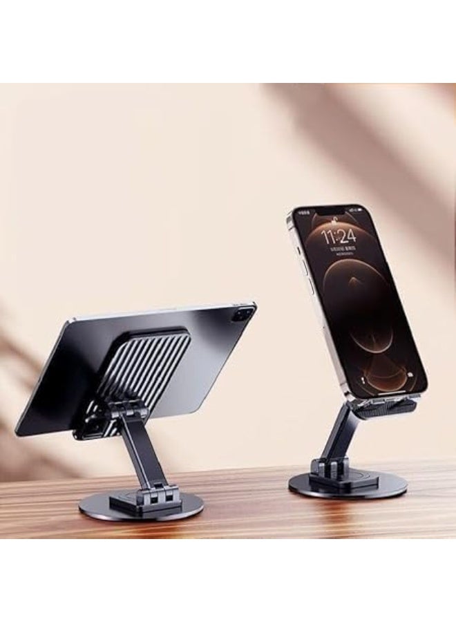 Foldable & Portable Cell Phone Stand with 360 Rotation, Height Adjustable Metal Base Holder for Desk, Compatible with All Mobiles & Tablets - Image 2