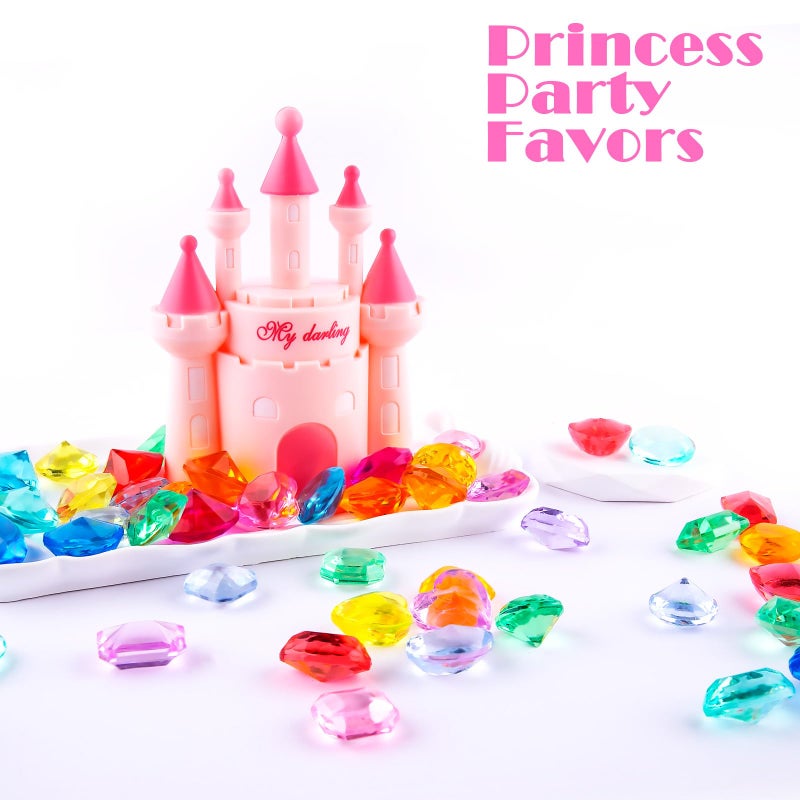 Niceup 200+pcs Kids Gemstones Toys for Pirate Treasure Princess Party Favor Pool Diving Gems Vase Filler Plastic Acrylic Fake Jewels Decors with Heart Diamond Drop Oval Rectangle Square Triangle - Image 5