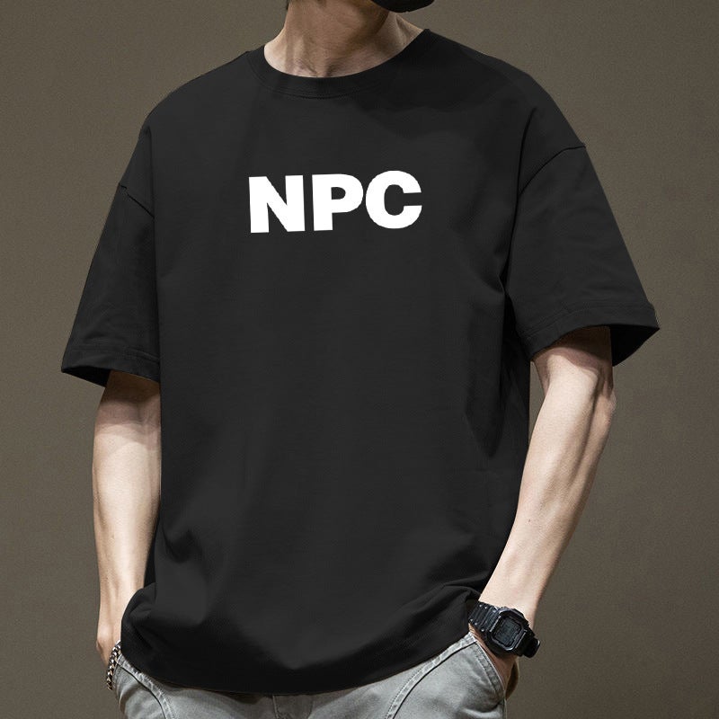 Short-Sleeved Men's Summer T-Shirt Trendy Brand Trendy Letter Three-Quarter Sleeve T-Shirt Loose Oversize Summer Half-Sleeve - Image 1