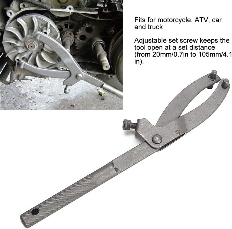 Flywheel Wrench Clutch Spanner, Car Repair Tool, Adjustable Flywheel Holder for Motorcycle ATV Car Truck, Iron Clutch Holding Wrench with Set Screw 20mm to 105mm - Image 5