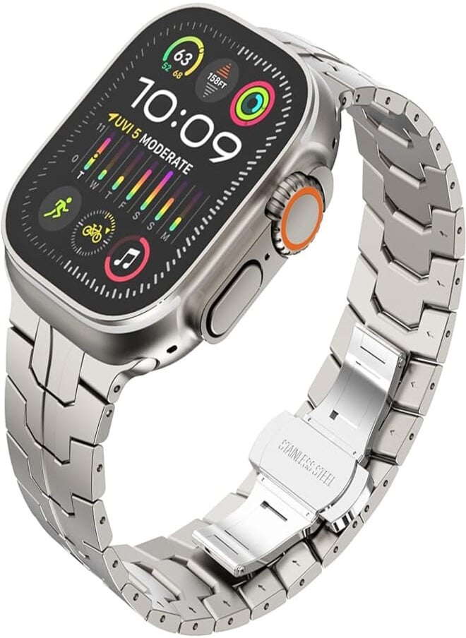 Kades - KADES Metal Band Compatible with Apple Watch Band Ultra 49mm Series 8 Series 7 45mm/41mm SE SE/2022 6 5 4 44mm/40mm 3 2 1 42mm/38mm, Stainless Steel Link Bracelet - Image 1