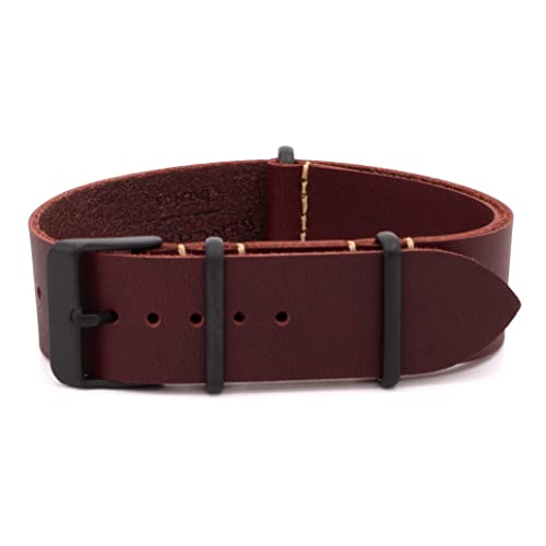 Benchmark Basics Leather Watch Band - Crazy Horse Oiled Leather One-Piece Watch Straps for Men & Women - Choice of Color & Width - 18mm, 20mm, 22mm or 24mm (18mm, Oxblood PVD) - Image 4