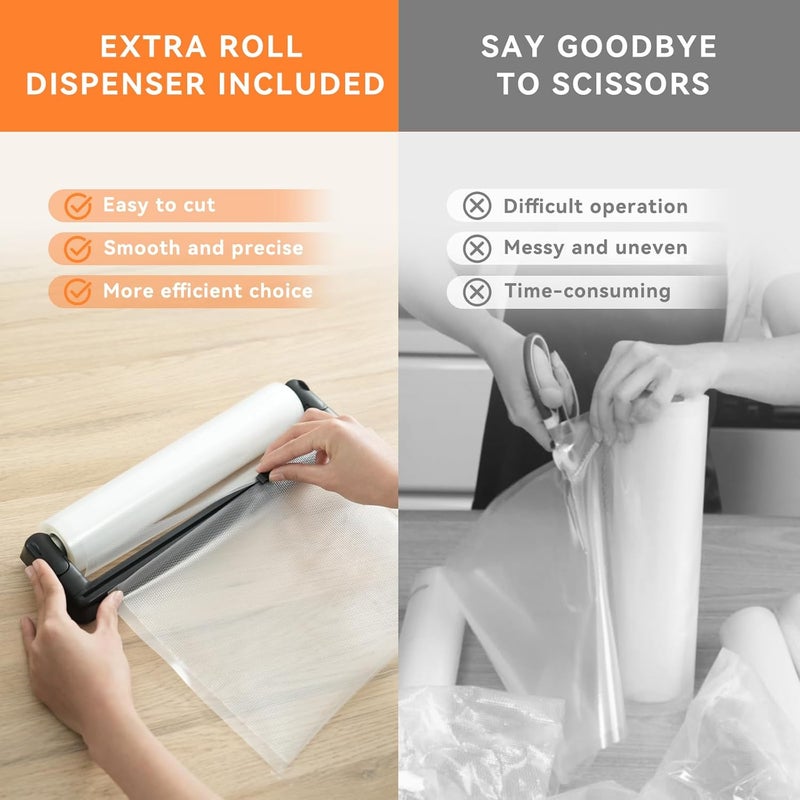Wevac Rolls with Dispenser - 4 Pack 2 Rolls 8"x20' & 2 Rolls 11"x20', Vacuum Sealer Bags, Leakproof Heavy Duty Food Storage for Sous Vide, Meal Prep, Freezer, Compatible with Food Saver, Core - Image 2