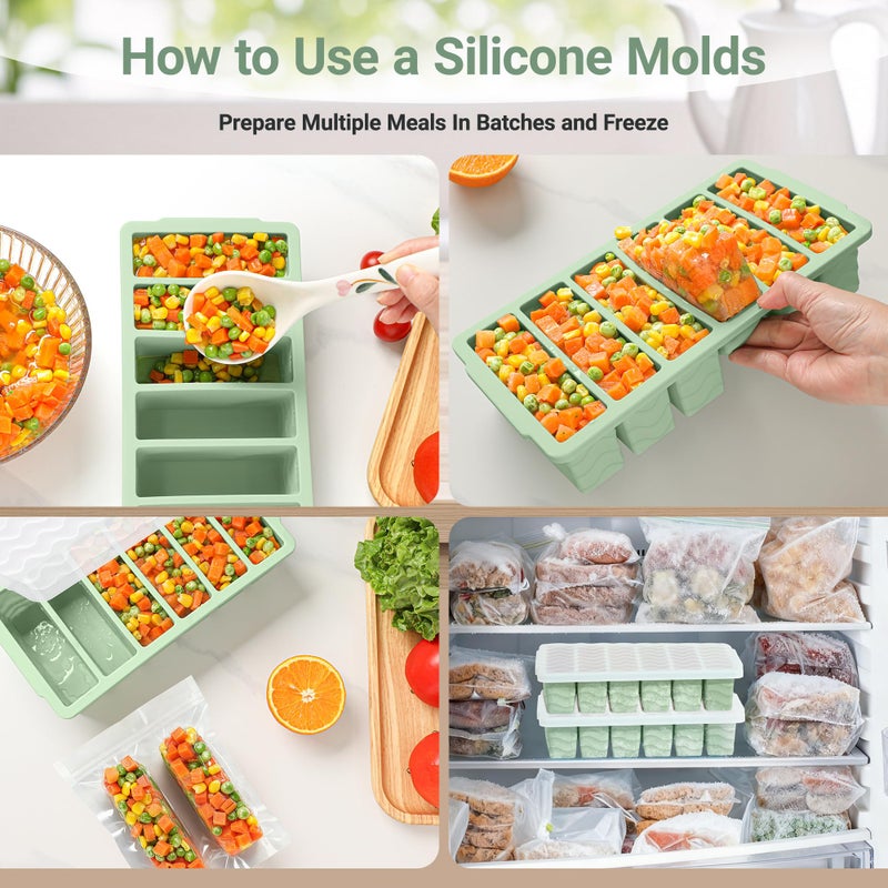 Aopigavi 1/2 Cup Silicone Freezer Molds with Lid, 2-Pack Silicone Freezer Trays for Soup, Sauce & Broth â€“ Meal Prep Containers, Large Ice Cube Tray, Oven & Dishwasher Safe - Image 5