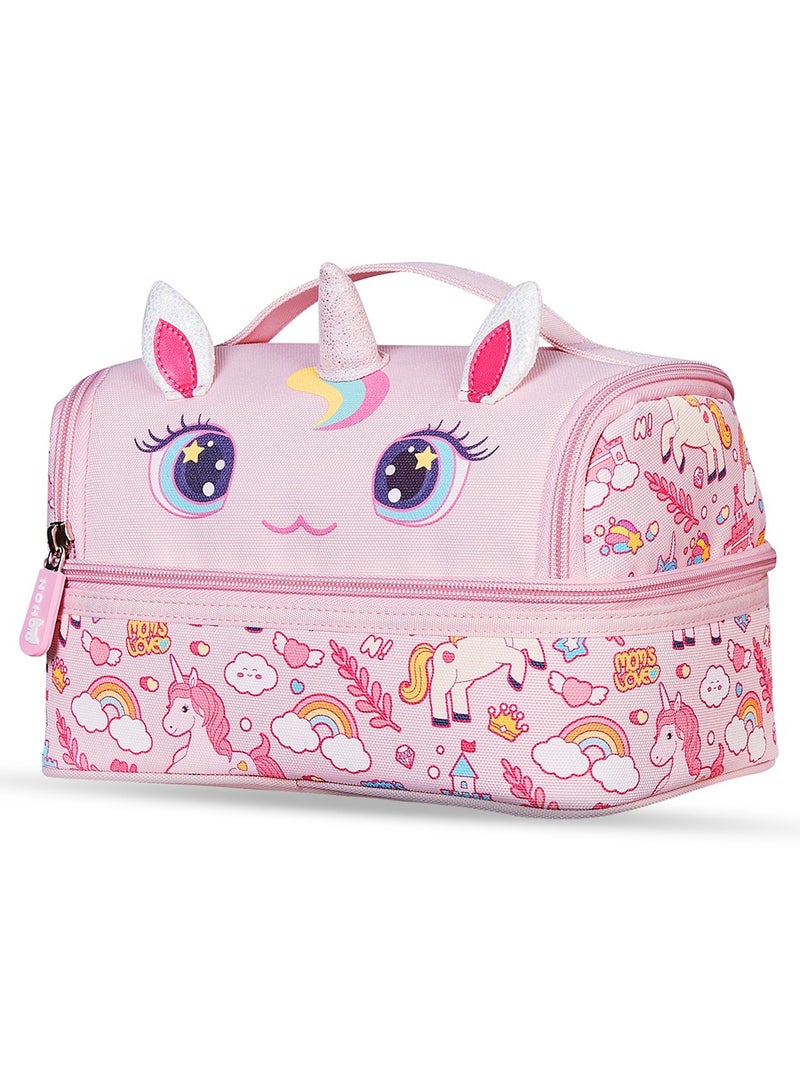 Nohoo Kids 16 Inch School Bag With Lunch Bag Combo Unicorn - Pink - Image 3