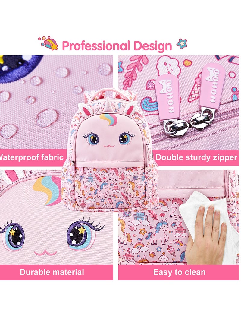 Nohoo Kids 16 Inch School Bag With Lunch Bag Combo Unicorn - Pink - Image 4