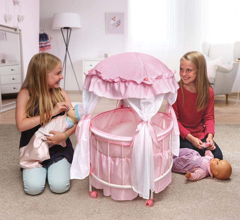 Badger Basket Pavilion Doll Bed for Dolls - Includes Padded Mat - Durable, Stylish Toy Furniture with Canopy for Pretend Play & DÃ©cor for Kids Ages 3+ - Pink - Image 5
