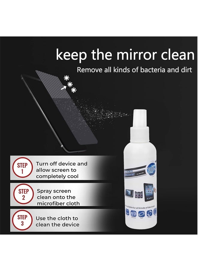 مجموعة تنظيف الشاشات – منظف شاشات LCD وLED مع محلول بخاخ، قطعة قماش من الألياف الدقيقة وفرشاة لأجهزة الكمبيوتر المحمولة، التلفزيون، الهواتف الذكية، الأجهزة اللوحية، الكاميرات، الشاشات - Image 3