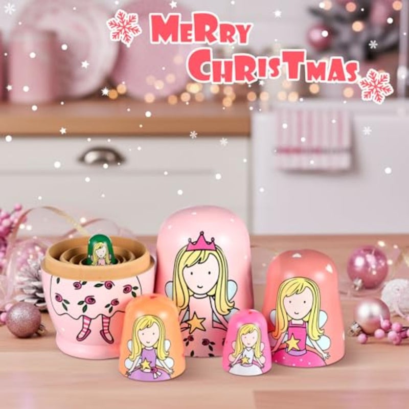 Russian Nesting Dolls for Handmade Matryoshka Wooden Stacking Toys Nesting Dolls Collectible Gifts for Winter Christmas Holiday Present Boys Girls Adults Home Decor - Image 4