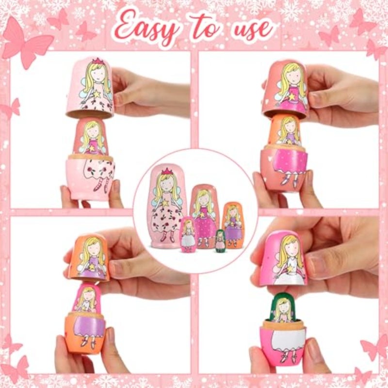 Russian Nesting Dolls for Handmade Matryoshka Wooden Stacking Toys Nesting Dolls Collectible Gifts for Winter Christmas Holiday Present Boys Girls Adults Home Decor - Image 3