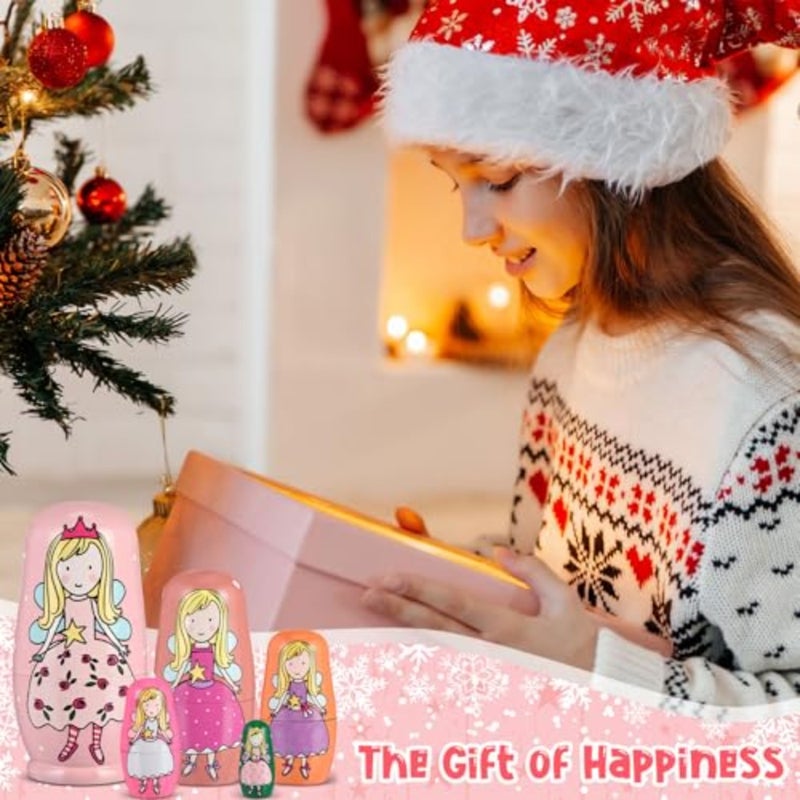 Russian Nesting Dolls for Handmade Matryoshka Wooden Stacking Toys Nesting Dolls Collectible Gifts for Winter Christmas Holiday Present Boys Girls Adults Home Decor - Image 5