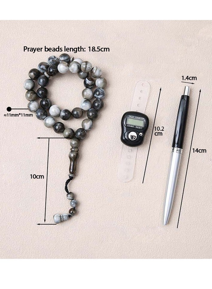 GRKC Prayer Bead Counting Set - Misbaha Tasbih for Meditation & Islamic Worship, Digital Finger Counter, Ramadan Gift, Eid Present, Muslim Prayer Accessory - Image 2