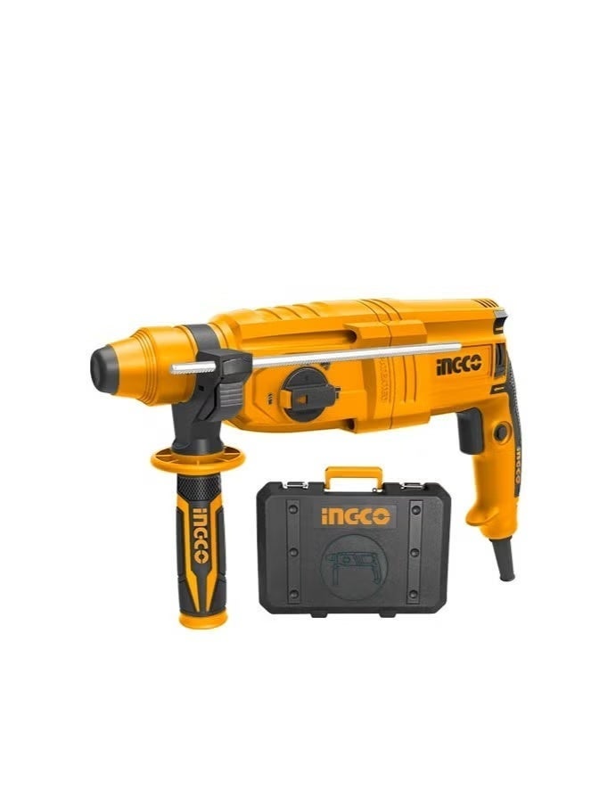 INGCO Premium Quality Rotary Hammer Drill, 800W Heavy Duty, 3 Function Modes, Including 3 Drill Bits, 2 Chiseling Bits(Flat & Point), 360° Rotating Handle with Carrying Case - Image 3