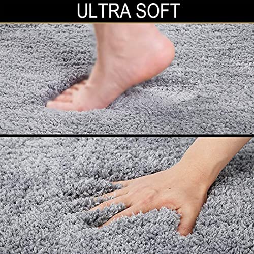 Purav Light 2200 GSM Soft Fluffy Runner Mats (1.33 × 2 ft, Grey)| Durable & Washable Bedside Runner for Bedroom, Mat for Bathroom, Living Room Floor Home Decoration with Anti Skid Backing - Image 3