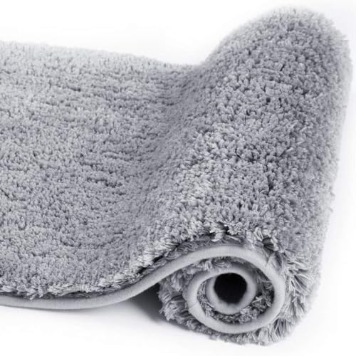 Purav Light 2200 GSM Soft Fluffy Runner Mats (1.33 × 2 ft, Grey)| Durable & Washable Bedside Runner for Bedroom, Mat for Bathroom, Living Room Floor Home Decoration with Anti Skid Backing - Image 1
