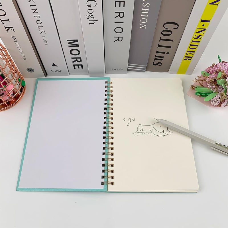 DSTELIN DSTELIN Green Sketch Coil Notebooks 2Pack 120 Pages 60 Sheets Hardcover with 1150GSM Cardstock 75 x 51 Inches 100GSM Paper  - Image 5