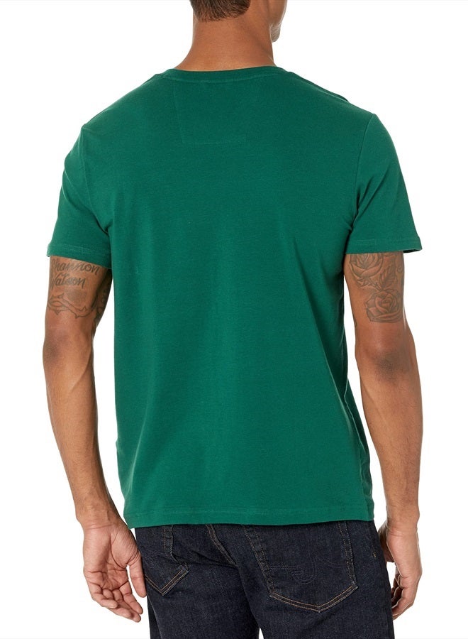 NAUTICA تي شيرت رجالي بأكمام قصيرة ضيق بتصميم V، أخضر صنوبر، كبير - Image 2