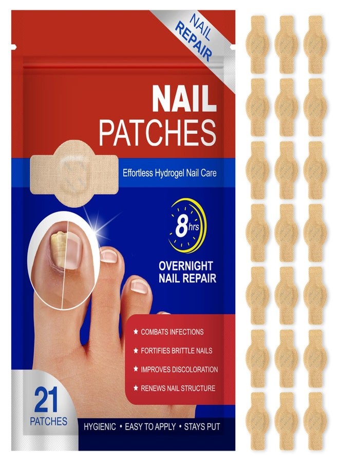 FANSHI Nail Patches 21 PCS, Toenail Treatment Extra Strength 8-Hour Overnight Nail Fast Acting Repair Effortless Hydrogel Nail Care and Repair for Damaged Nails Overnight Renewal for Men and Women - Image 1
