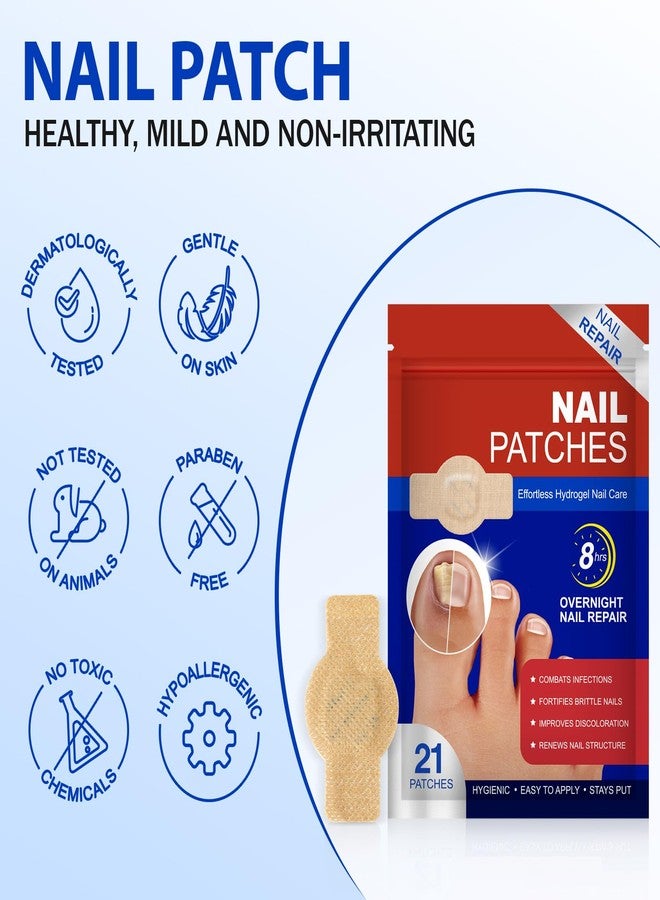 FANSHI Nail Patches 21 PCS, Toenail Treatment Extra Strength 8-Hour Overnight Nail Fast Acting Repair Effortless Hydrogel Nail Care and Repair for Damaged Nails Overnight Renewal for Men and Women - Image 2