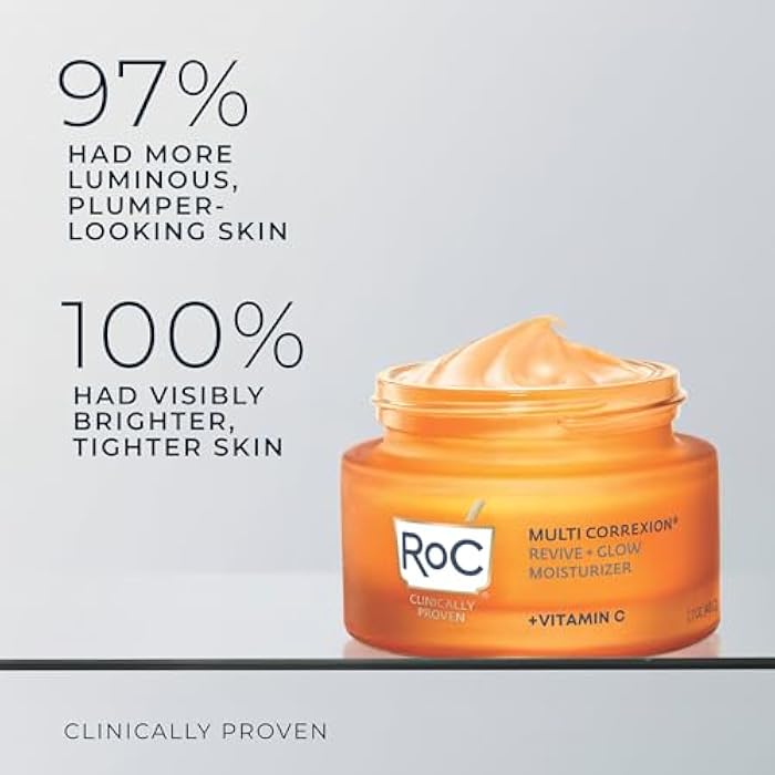 RoC Multi Correxion Revive + Glow 10% Vitamin C Moisturizer for Face, Anti-Aging Gel Cream, Instant Glow, Hypo-Allegenic, Oil-Free, 1.7 Ounces (Packaging May Vary - Image 3