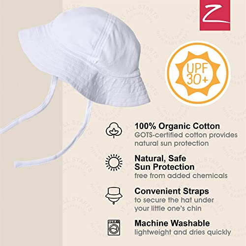 Zutano Unisex Baby Pastel Solid Sun Hat, Classic White, 12 Months - Image 3