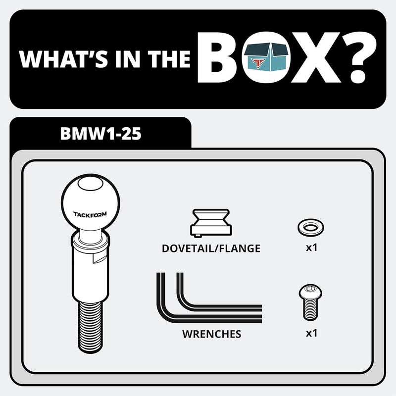 Tackform Motorcycle Stainless Steel M10 Handlebar Bolt Ball Mount with 25.4mm Rubber Ball - Image 4