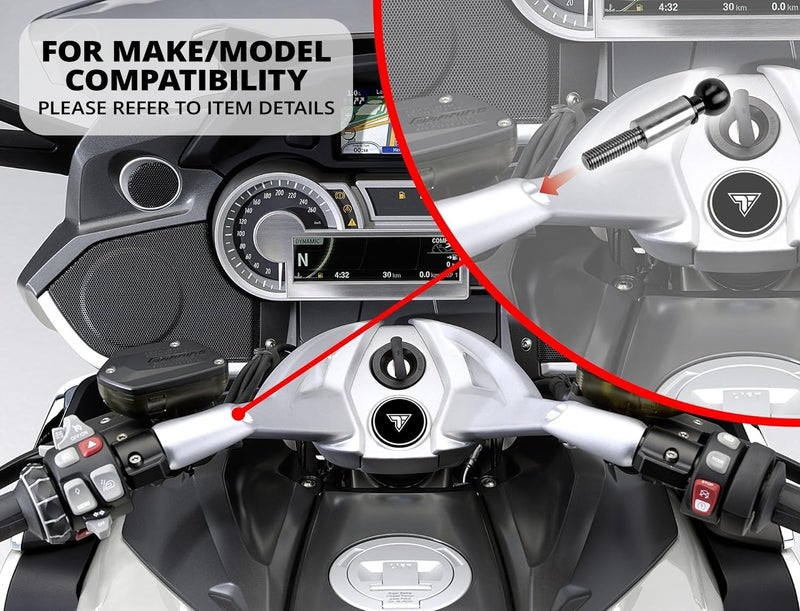 Tackform Motorcycle Stainless Steel M10 Handlebar Bolt Ball Mount with 25.4mm Rubber Ball - Image 2