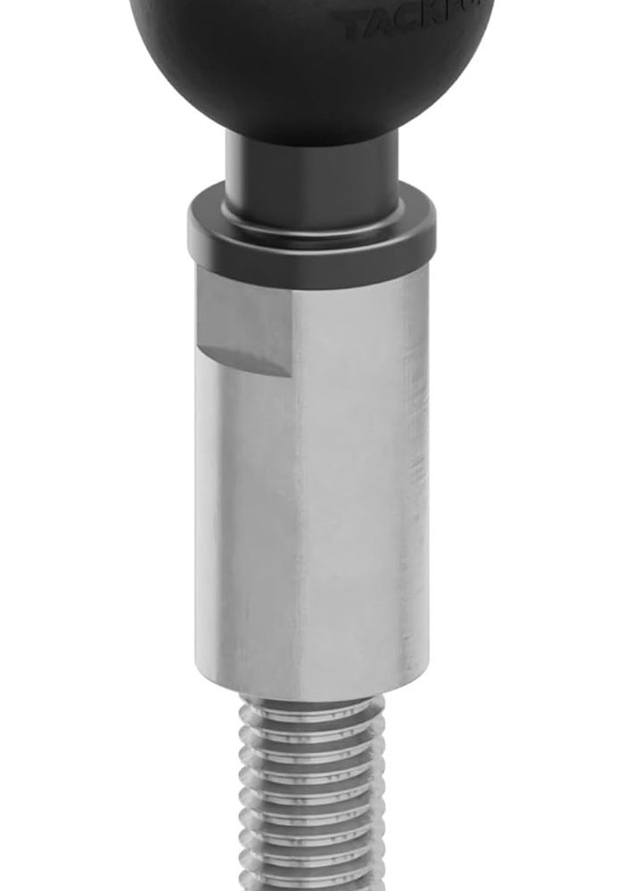 Tackform Motorcycle Stainless Steel M10 Handlebar Bolt Ball Mount with 25.4mm Rubber Ball - Image 1