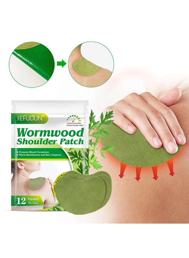 Sefudun Wormwood Shoulder Patch-Pure Nature Chinese Herbal Hot Compress patch, Pain Relief for Neck & Shoulder, Waist, Knee & Joint, Plaster for Muscle 12Patches  - Image 1