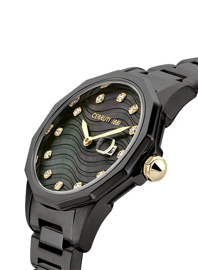 شيروتي 1881 Jesina  30mm Women's Analog Watch with Black Stainless Steel Bracelet
