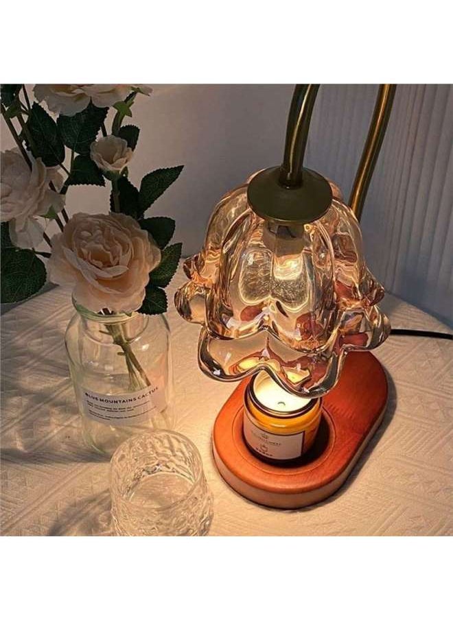Generic - Lily Of The Valley Aromatherapy Lamp Wax Lamp Mood Lamp Tulip Atmosphere Lamp Luxury Glass Nightlight Bedroom Bedside Lamp-Light Source Power:Dimmer Switch-Light Color:Log Color Base Dimmer Switch Three Colors - Image 1