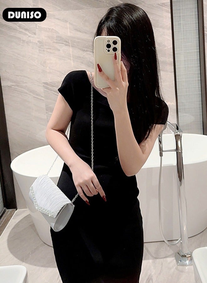 DUNISO Womens Clutch Bag, Sparkly Evening Clutch Purse, Champagne Shoulder Bag with Removable Chain, Crossbody Envelope Bag for Formal Dress Bride Wedding Prom Party - Image 5