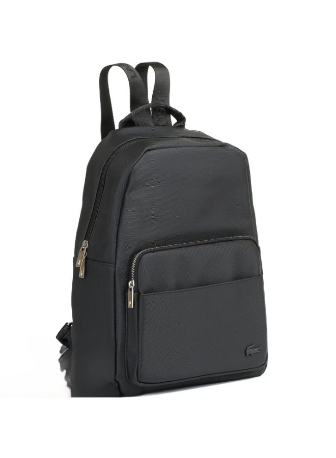 Lacoste Black Fiber Men’s Laptop Sport Backpack Bag – Durable Waterproof Travel, School, and Gym Bag with Padded Compartments and Adjustable Straps