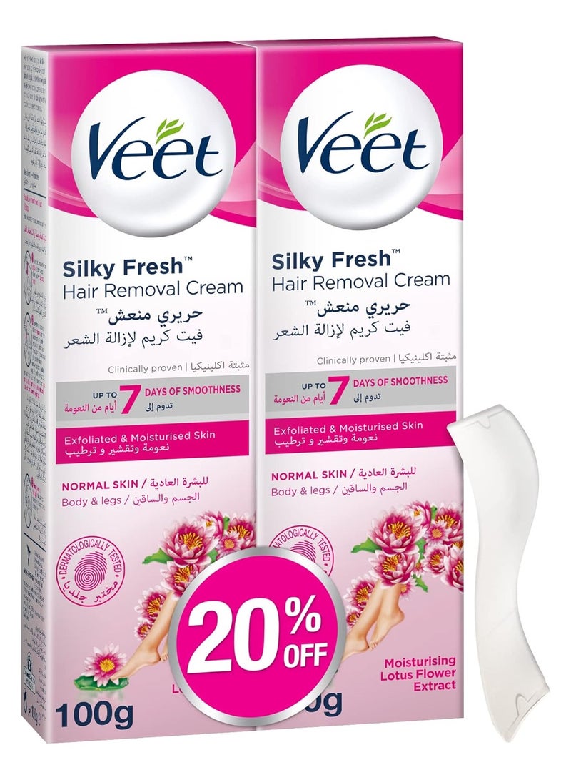 Veet Silky Fresh Hair Removal Cream for Dry Skin, 100 g (Pack of 2) - Image 1