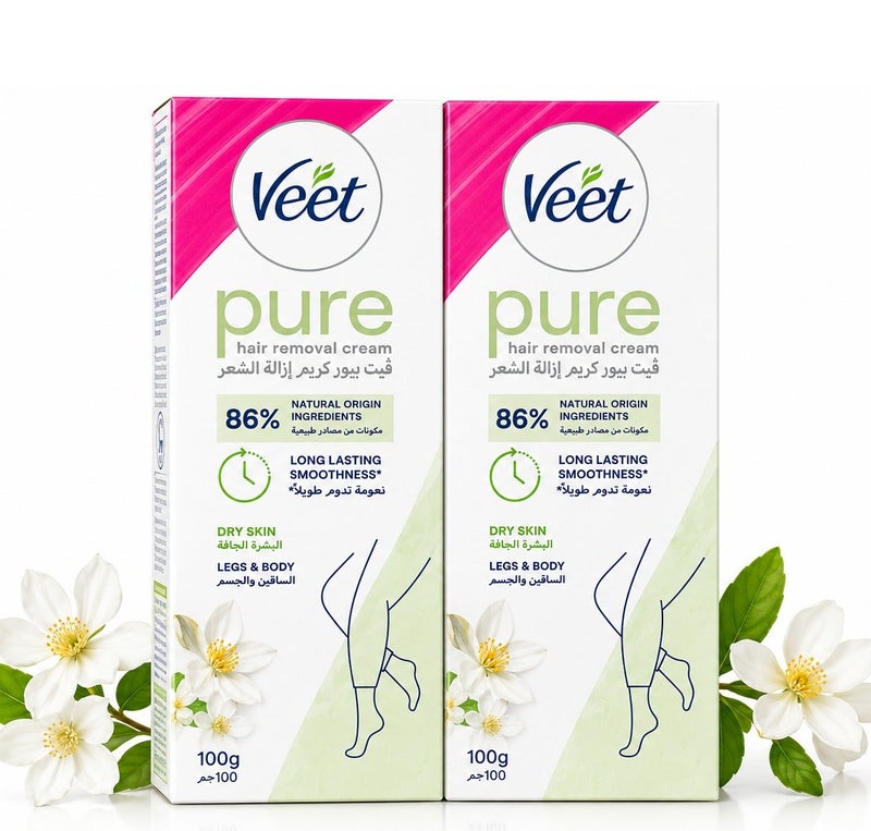 Veet Silky Fresh Hair Removal Cream for Dry Skin, 100 g (Pack of 2) - Image 1