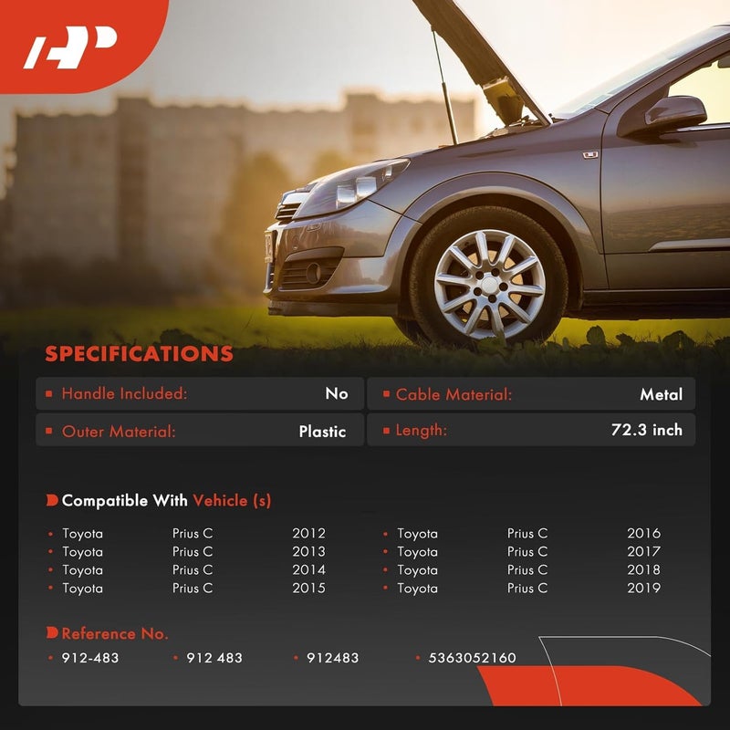 Front Hood Latch Release Cable for Toyota Prius C - Image 2