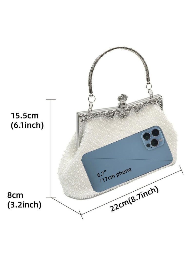 Women's Clutch Evening Bag Womens Vintage Beaded Rhinestone Embroidery Bag Women's Handbag Crossbody Bag Shoulder Bag with Removable Chain Perfect for Weddings, Ramadan, Birthdays,Prom Party - Image 2