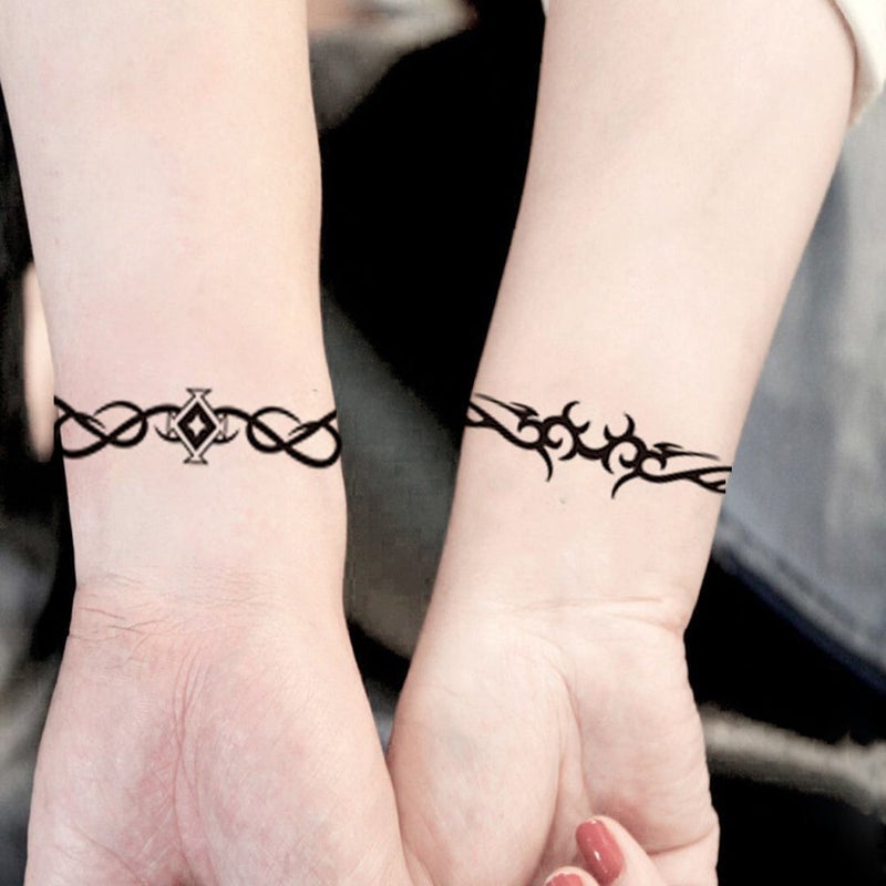 Yesallwas 6 Sheets Mix Tribal fake Tattoos Small Temporary Tattoo Blue Black Tribal Tattoo Body Sticker for Men Women 6x10.5cm/2.36x4.13inches (LxW) - Image 2