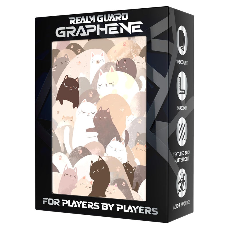 Realm Guard Graphene -100ct Textured Matte TCG/MTG Card Art Sleeves (Pastel Cats) - Image 1