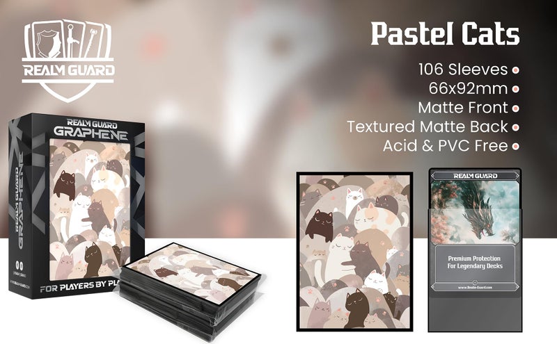 Realm Guard Graphene -100ct Textured Matte TCG/MTG Card Art Sleeves (Pastel Cats) - Image 3