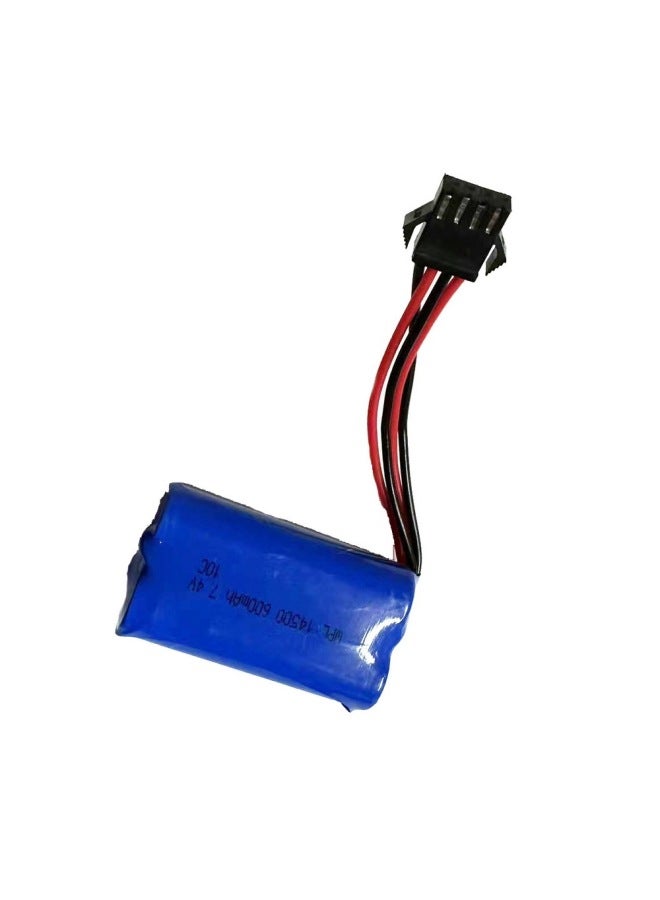 SPGCM Wild Cow Naughty Dragon WPL Upgrade Climbing Army Truck Pickup Modified Battery RC CAR PARTS-Color:Wpl Four-wire Interface Blue 7.4v 14650 500mah Battery  - Image 1