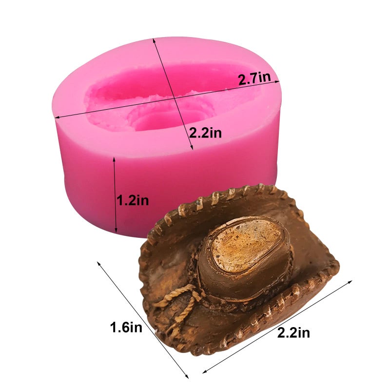 Yedadone 2 Pieces Cowboy Hat Silicone Mold Cowboy Theme Silicone Fondant Mold Kitchen Baking Mold Cowboy Hat Chocolate Candy Mold for Sugarcraft Chocolate Candy Cake Decoration - Image 2