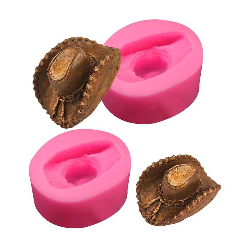 Yedadone 2 Pieces Cowboy Hat Silicone Mold Cowboy Theme Silicone Fondant Mold Kitchen Baking Mold Cowboy Hat Chocolate Candy Mold for Sugarcraft Chocolate Candy Cake Decoration - Image 1