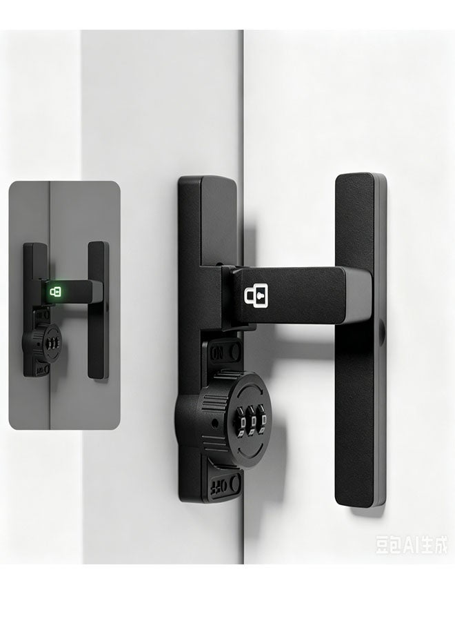 Bukela Combination-Operated Swing Bolt Lock, Suitable For 90°/180° Sliding Or Hinged Doors, With Bolt, Suitable For Gates, Barns, Garages, Sheds, Windows And Cupboards, 3-Digit Combination, Keyless (Black, 90°) - Image 1