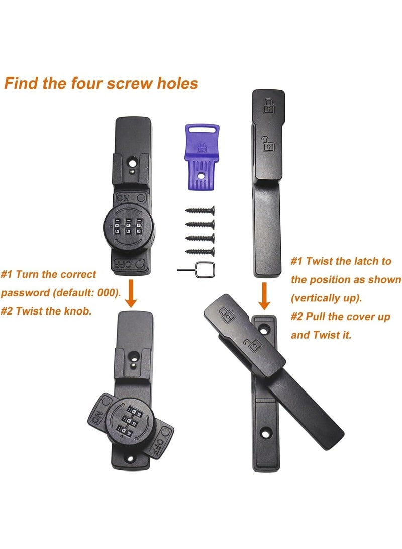 Bukela Combination-Operated Swing Bolt Lock, Suitable For 90°/180° Sliding Or Hinged Doors, With Bolt, Suitable For Gates, Barns, Garages, Sheds, Windows And Cupboards, 3-Digit Combination, Keyless (Black, 90°) - Image 5