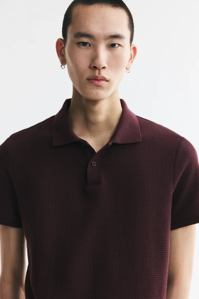 H&M  Slim Fit Waffle-knit polo shirt for Men | Best Price UAE