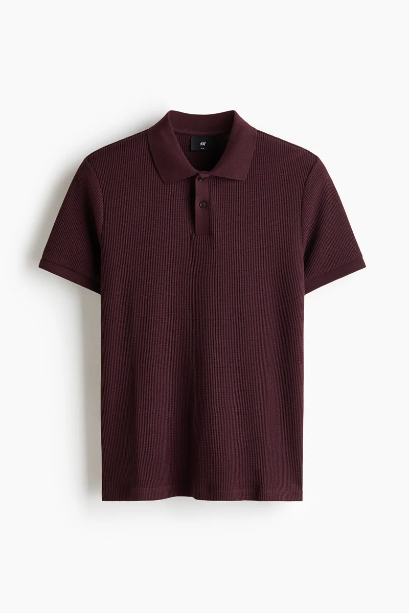H&M Slim Fit Waffle-knit polo shirt