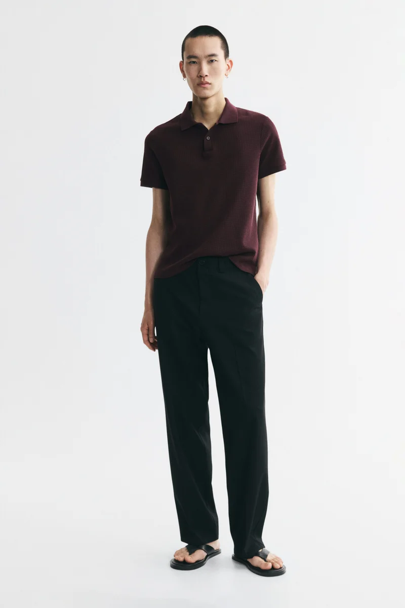 H&M  Slim Fit Waffle-knit polo shirt for Men | Best Price UAE