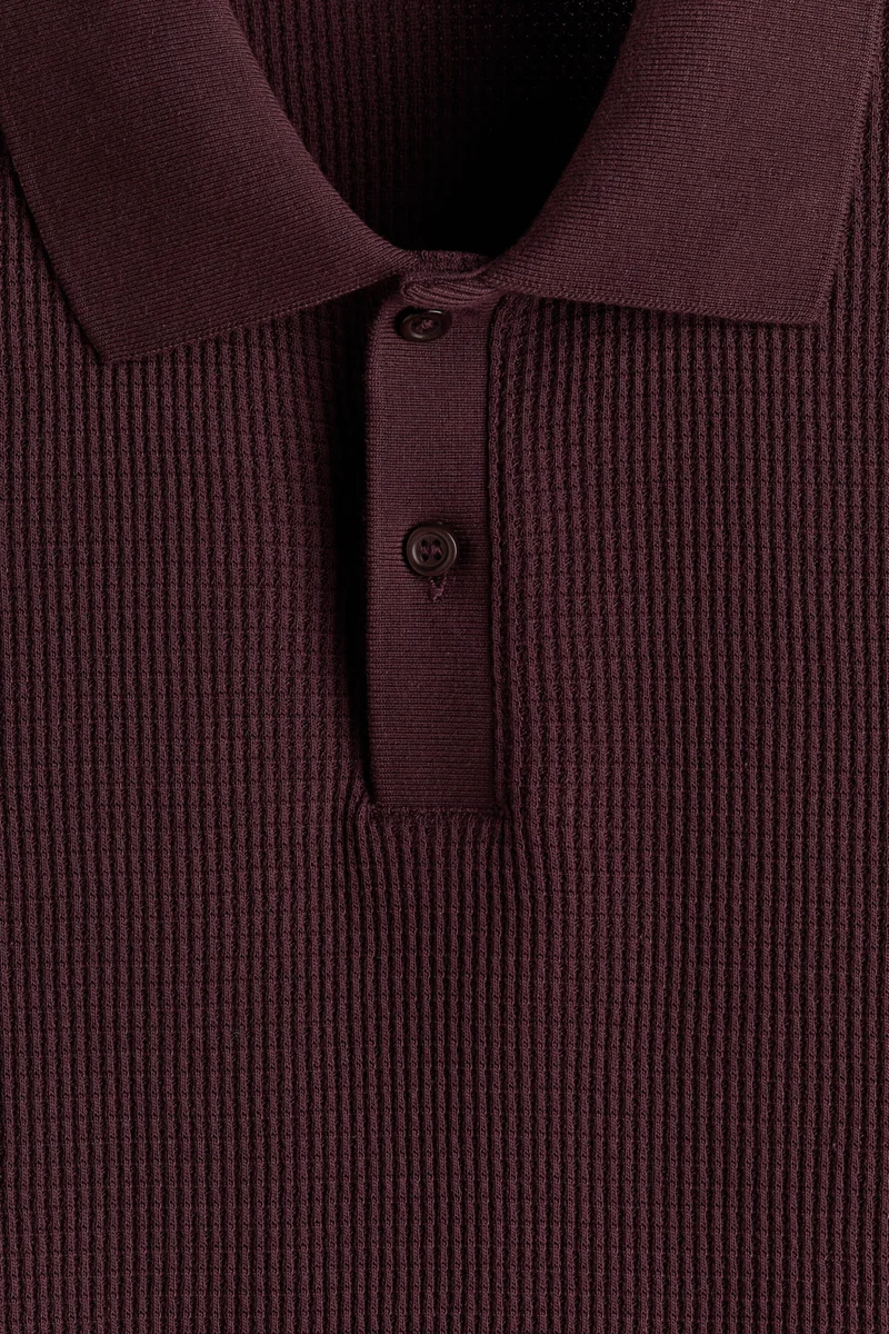 H&M Slim Fit Waffle-knit polo shirt